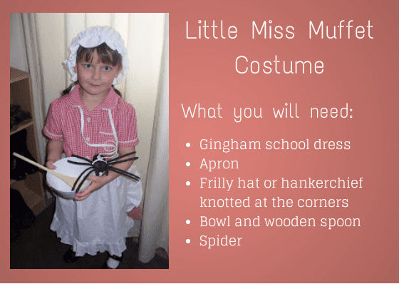 Little Miss Muffet World Book Dat Costume 
A person wearing a hat, with World Book Day