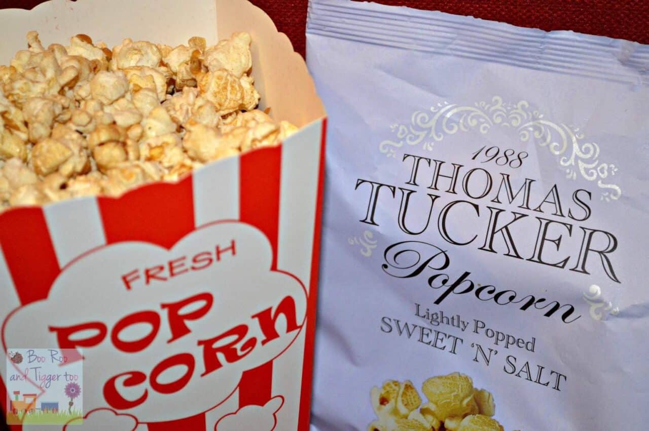A box of food, with Popcorn and Salt