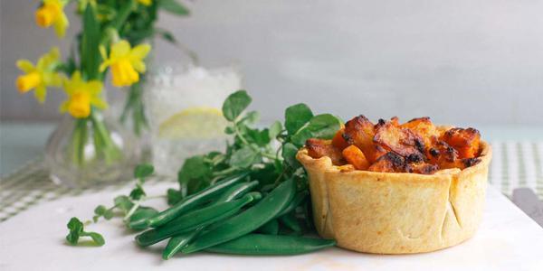 A plate of food on a table, with Pie