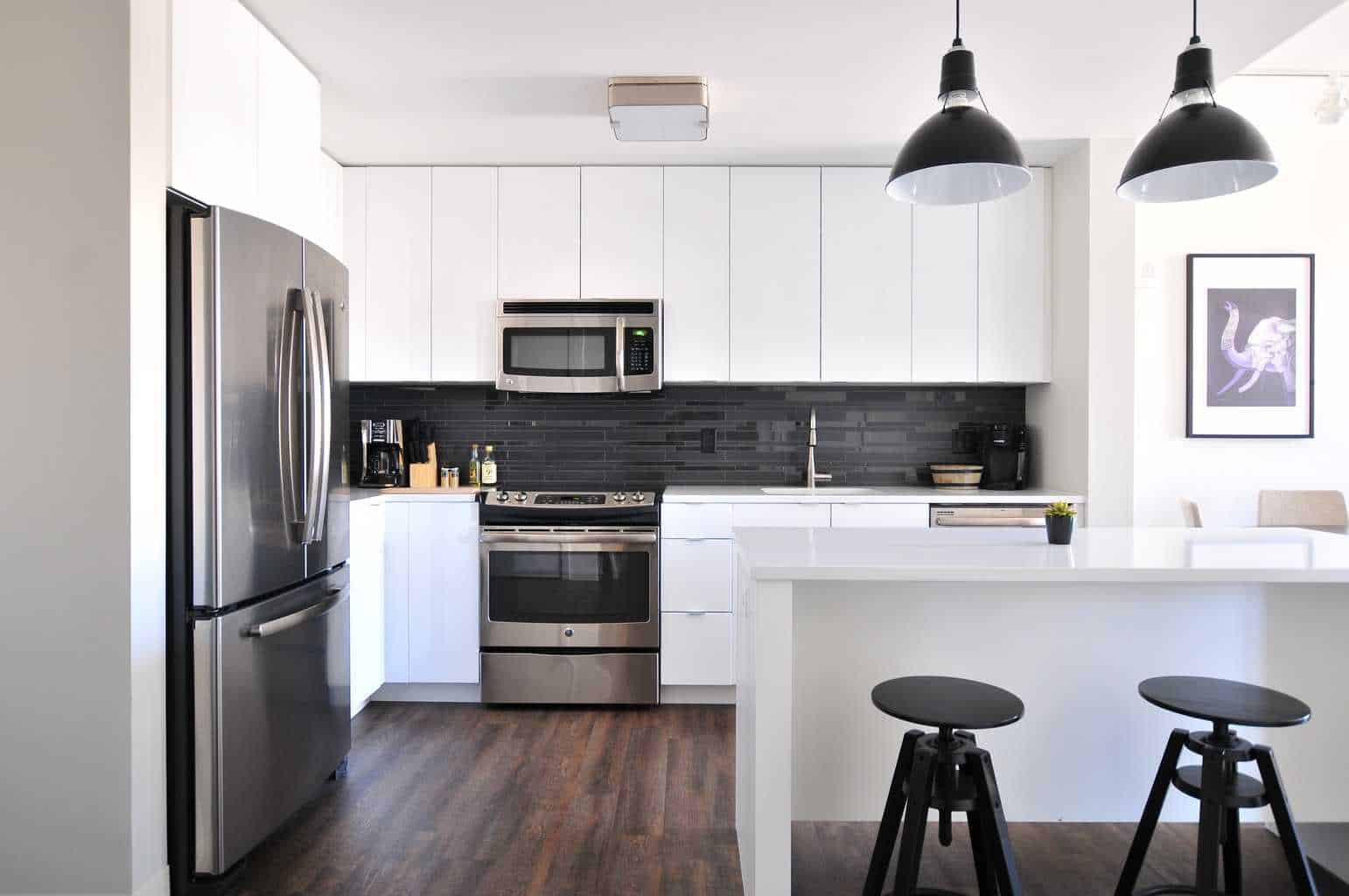 A modern kitchen with stainless steel appliances