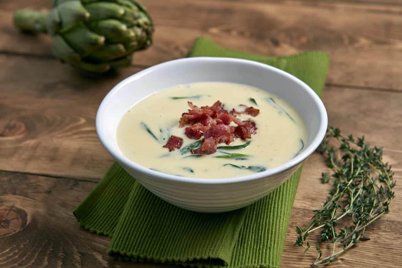 A bowl of food on a plate