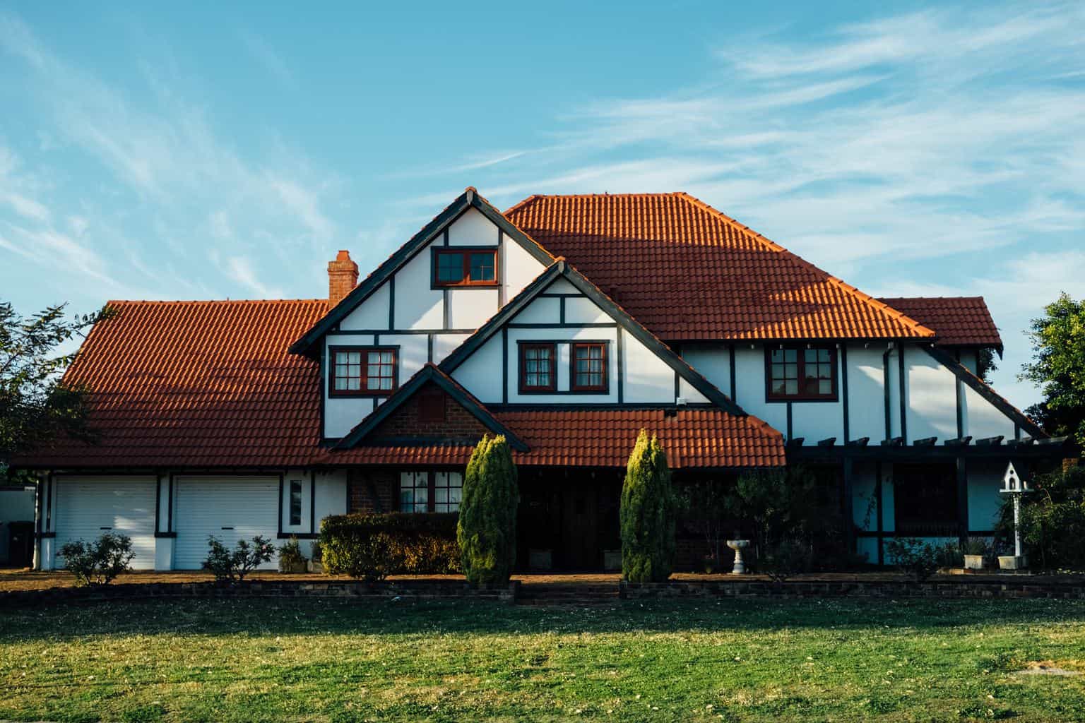 A large lawn in front of a house