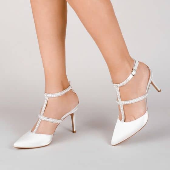 Wedding shoes - Kimberley Ivory Satin High Heel Court Shoes