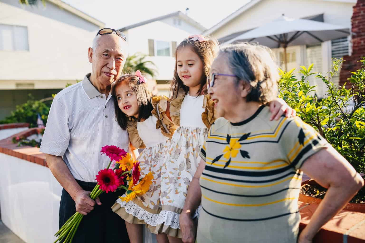 grandparents with their grandchildren