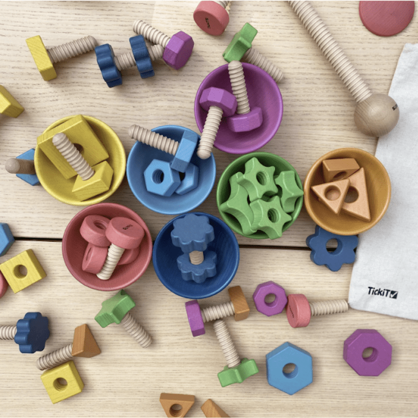 Play-Based Learning: Rainbow Wooden Nuts & Bolts